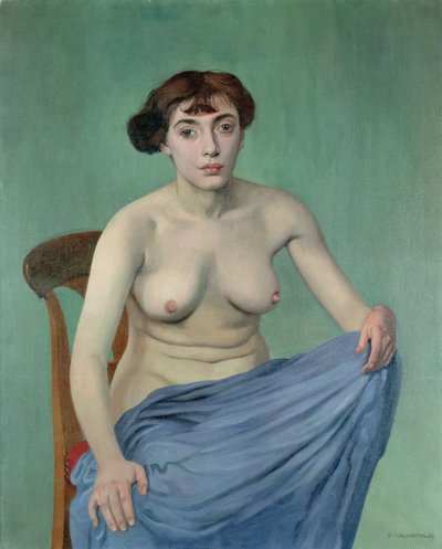 Naakt in Blauwe Stof door Felix Edouard Vallotton